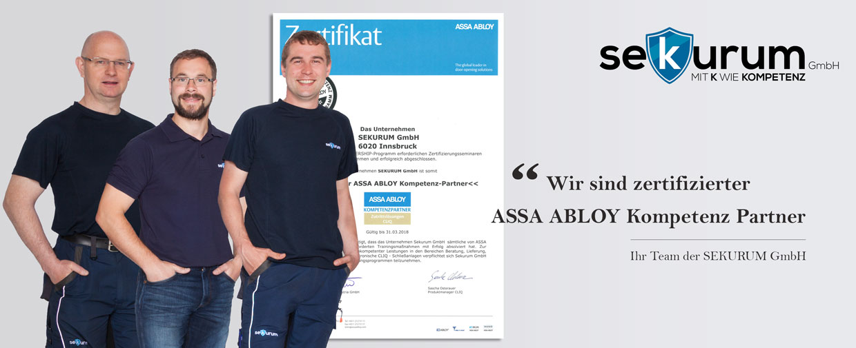 Zertifikat ASSA ABLOY Kompetenz Partner
